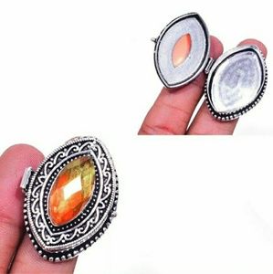 New Yellow Mystic Topaz 925 Silver Poison Ring.